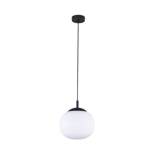 Lampa wisząca nowoczesna klasyczna elegancka loft klosz szklany kula biała czarna TK Lighting Vibe 5824 1x15W E27