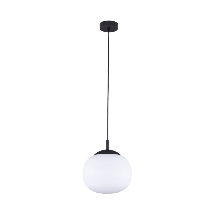 Lampa wisząca nowoczesna klasyczna elegancka loft klosz szklany kula biała czarna TK Lighting Vibe 5824 1x15W E27