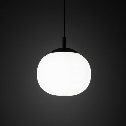 Lampa wisząca nowoczesna klasyczna elegancka loft klosz szklany kula biała czarna TK Lighting Vibe 5824 1x15W E27