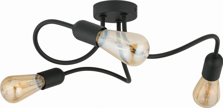 TK Lighting Wave Black 4407 plafon lampa sufitowa pająk edison 3x40W E27 czarna