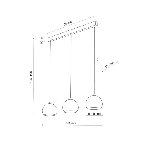 Lampa wisząca nad stół loft industrialna okrągłe metalowe klosze misa czarna TK Lighting Zoe 10169 3x15W E27