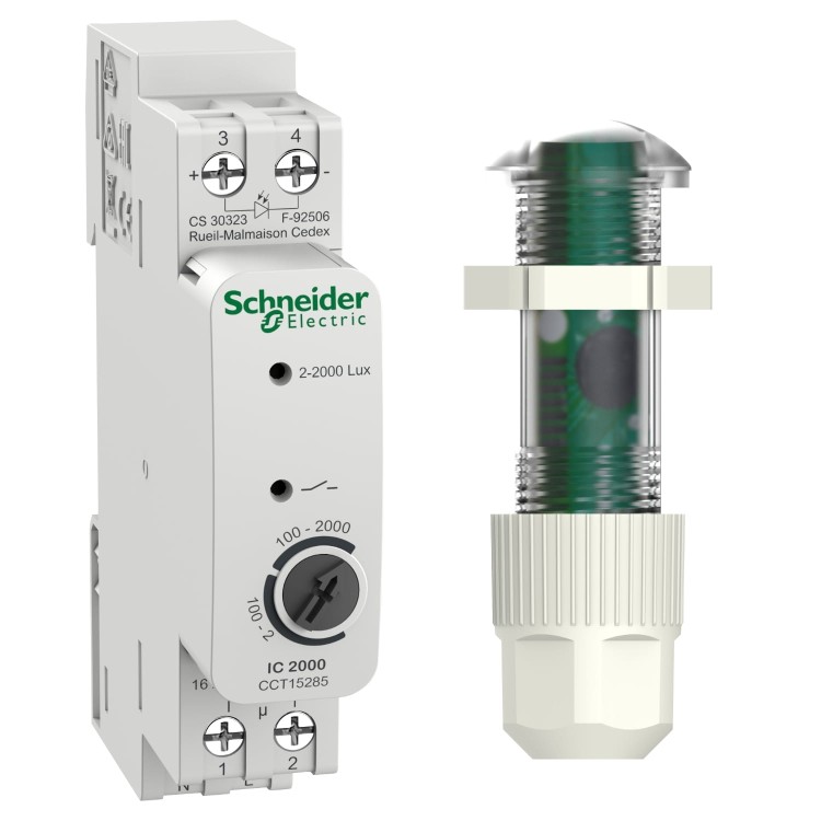 Czujnik zmierzchowy 2-2000lux łącznik analogowy 1-kanałowy, 2-2000 lux, na zewnątrz biały 230V 16A CCT15285 1NO IC2000 Schneider