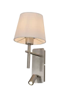 Kinkiet lampa ścienna biały abażur i regulowany reflektor LED Zuma Line Luna W4106-2SN+WH 1xE27 40W + 2,5W srebrny biały