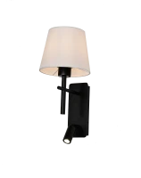 Kinkiet lampa ścienna biały abażur i regulowany reflektor LED Zuma Line Luna W4106-2BK+WH 1xE27 40W + 2,5W czarny biały