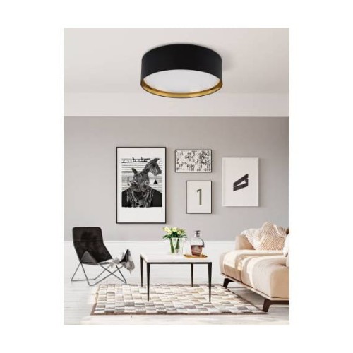 Plafon lampa sufitowa okrągła z abażurem koło TK Lighting Bilbao 3376 4x15W E27 czarny złoty