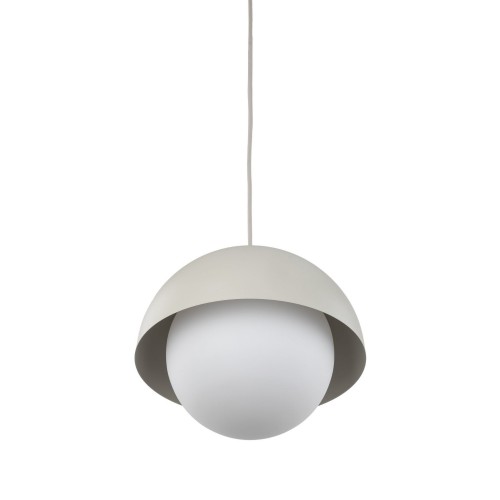 Lampa wisząca biała szklana kula nowoczesna skandynawska klosz metalowy miska beżowa TK Lighting Bono 10274 1x15W E27