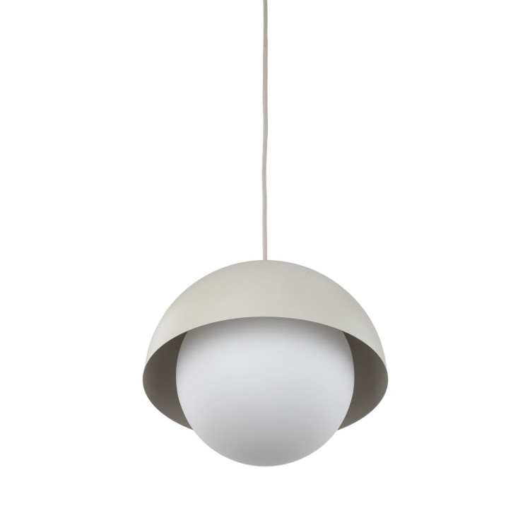 Lampa wisząca biała szklana kula nowoczesna skandynawska klosz metalowy miska beżowa TK Lighting Bono 10274 1x15W E27