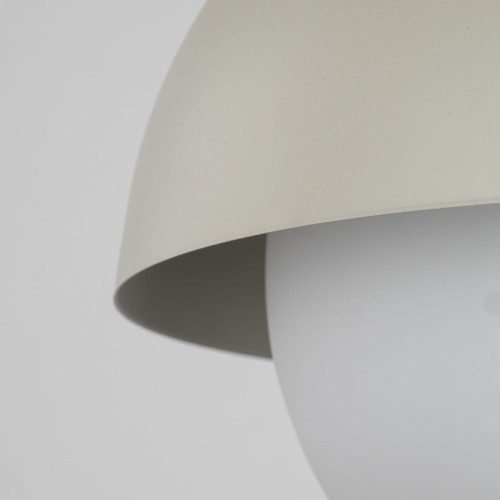 Lampa wisząca biała szklana kula nowoczesna skandynawska klosz metalowy miska beżowa TK Lighting Bono 10274 1x15W E27