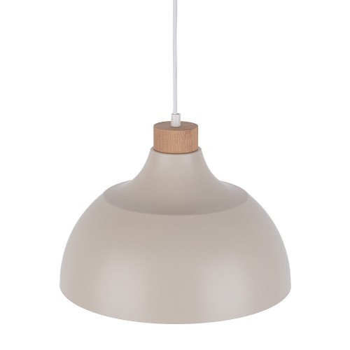 Lampa wisząca z metalowym kloszem stożek misa Tk Lighting Cap 5664 1x15W E27 beżowa drewniana