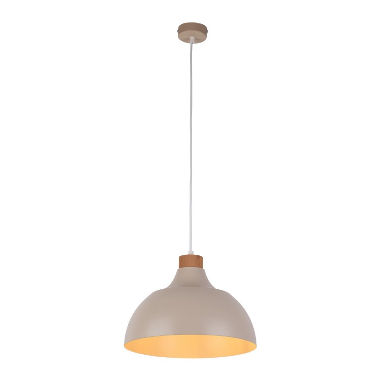 Lampa wisząca z metalowym kloszem stożek misa Tk Lighting Cap 5664 1x15W E27 beżowa drewniana