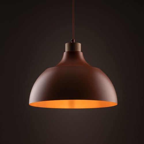 Lampa wisząca z metalowym kloszem stożek misa ceglana sosna TK Lighting Cap 6927 1x15W E27 drewno pomarańczowa