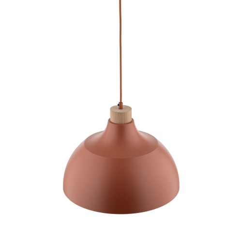Lampa wisząca z metalowym kloszem stożek misa ceglana sosna TK Lighting Cap 6927 1x15W E27 drewno pomarańczowa