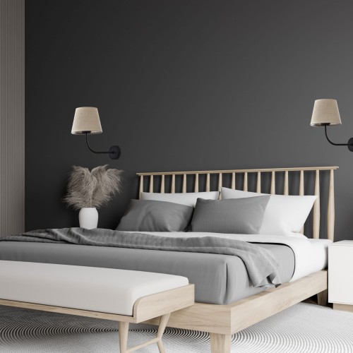 Kinkiet do salonu sypialni z abażurem len TK Lighting Chicago 4186 beżowy czarny
