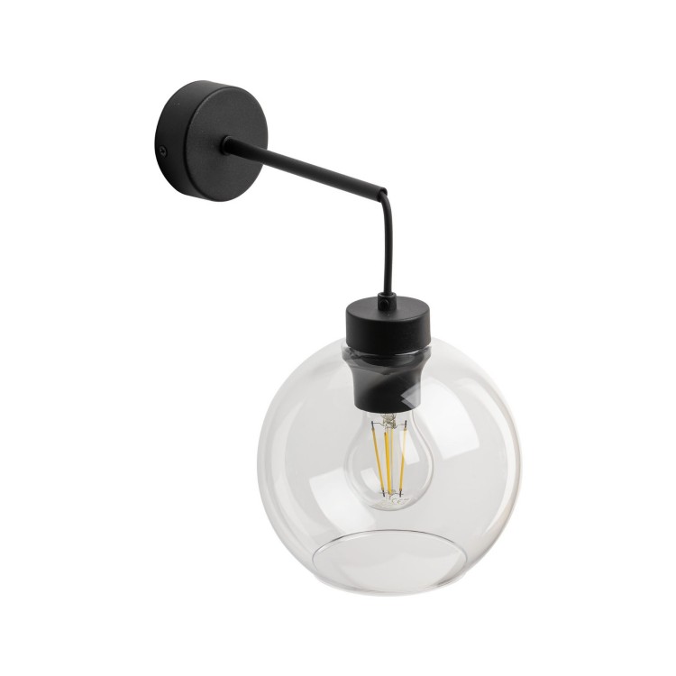 Kinkiet nowoczesny loft industrialny glamour klosz szklany kula transparentny czarny TK Lighting Cubus 10245 1x15W E27