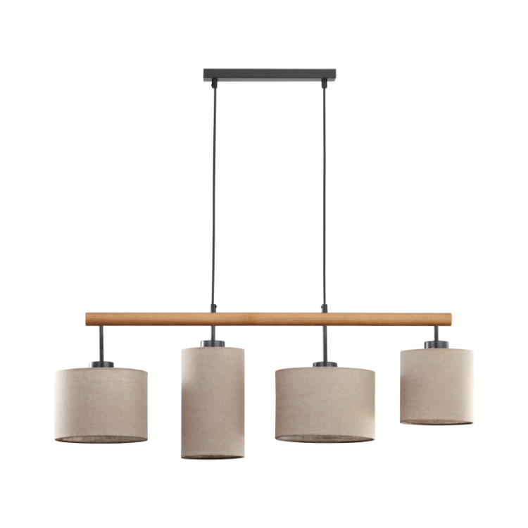 Tk Lighting Deva 6108 lampa wisząca 4x15W E27 beżowa drewniana