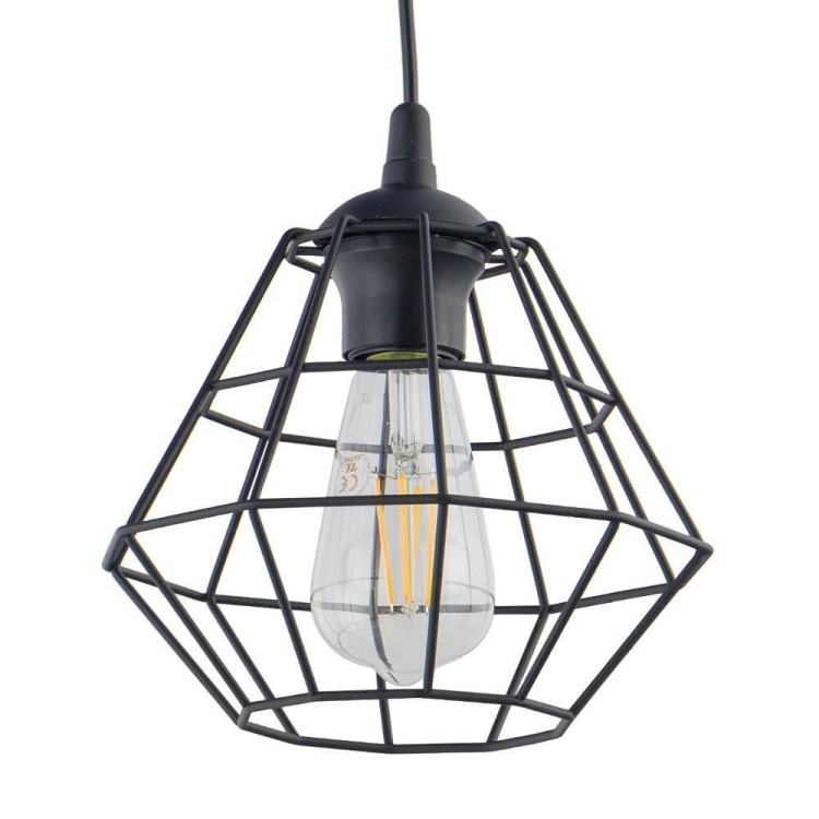Lampa wisząca nowoczesna loft industrialna ażurowa pręty kratka czarna TK Lighting Diamond 6207 1x15W E27