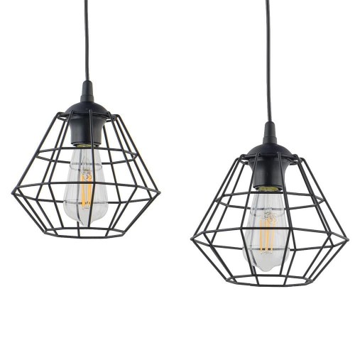 Lampa wisząca nad stół nowoczesna loft industrialna ażurowa pręty kratka czarna TK Lighting Diamond 6203 3x15W E27