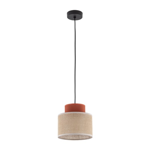 Lampa wisząca nowoczesna boho skandynawska abażur materiałowy jutaceglana TK Lighting Duo 2785 1x15W E27