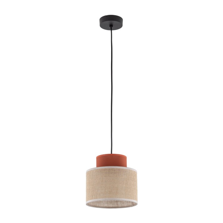 Lampa wisząca nowoczesna boho skandynawska abażur materiałowy jutaceglana TK Lighting Duo 2785 1x15W E27
