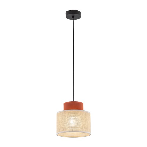 Lampa wisząca nowoczesna boho skandynawska abażur materiałowy jutaceglana TK Lighting Duo 3139 1x15W E27