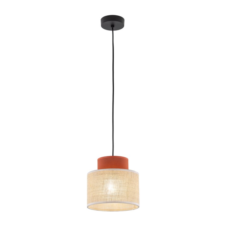 Lampa wisząca nowoczesna boho skandynawska abażur materiałowy jutaceglana TK Lighting Duo 3139 1x15W E27