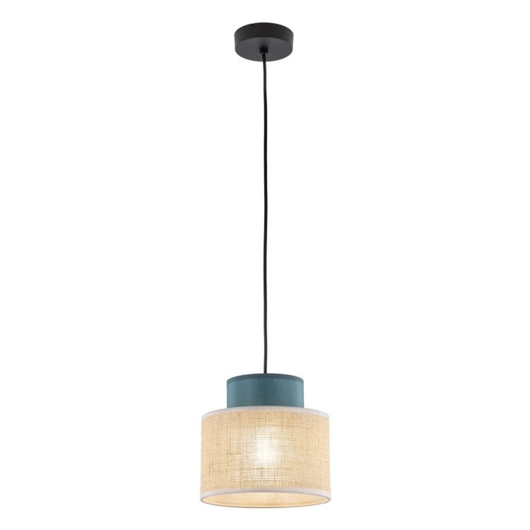 Lampa wisząca nowoczesna boho skandynawska abażur materiałowy juta zielona TK Lighting Duo 3257 1x15W E27