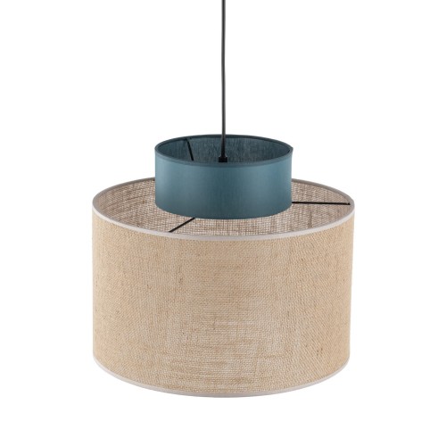 Lampa wisząca nowoczesna boho skandynawska abażur materiałowy juta zielona TK Lighting Duo 3256 1x15W E27