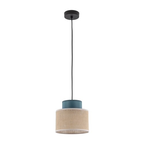 Lampa wisząca nowoczesna boho skandynawska abażur materiałowy juta zielona TK Lighting Duo 3256 1x15W E27