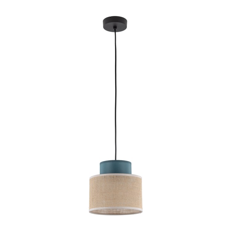 Lampa wisząca nowoczesna boho skandynawska abażur materiałowy juta zielona TK Lighting Duo 3256 1x15W E27