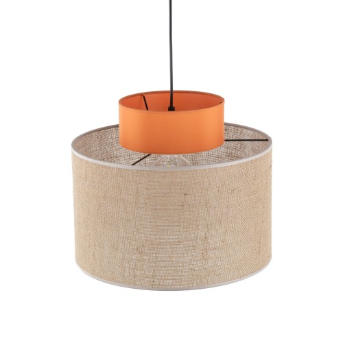 Lampa wisząca nowoczesna boho skandynawska abażur materiałowy juta pomarańczowa TK Lighting Duo 3227 1x15W E27