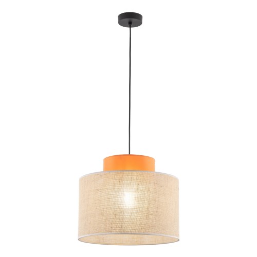 Lampa wisząca nowoczesna boho skandynawska abażur materiałowy juta pomarańczowa TK Lighting Duo 3227 1x15W E27