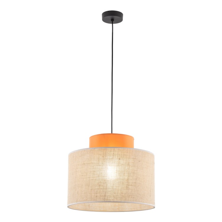 Lampa wisząca nowoczesna boho skandynawska abażur materiałowy juta pomarańczowa TK Lighting Duo 3227 1x15W E27