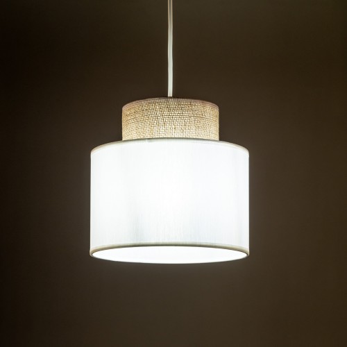 Lampa wisząca nowoczesna boho skandynawska abażur materiałowy juta biała TK Lighting Duo 10078 1x15W E27