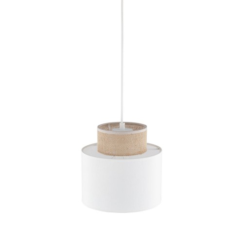 Lampa wisząca nowoczesna boho skandynawska abażur materiałowy juta biała TK Lighting Duo 10078 1x15W E27