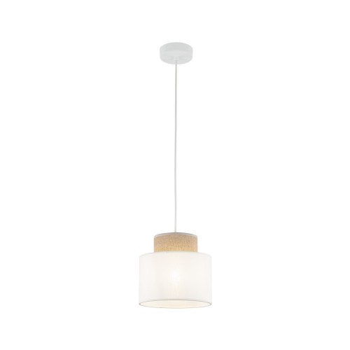Lampa wisząca nowoczesna boho skandynawska abażur materiałowy juta biała TK Lighting Duo 10078 1x15W E27