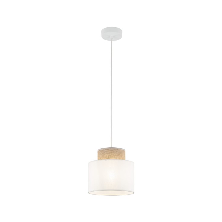 Lampa wisząca nowoczesna boho skandynawska abażur materiałowy juta biała TK Lighting Duo 10078 1x15W E27