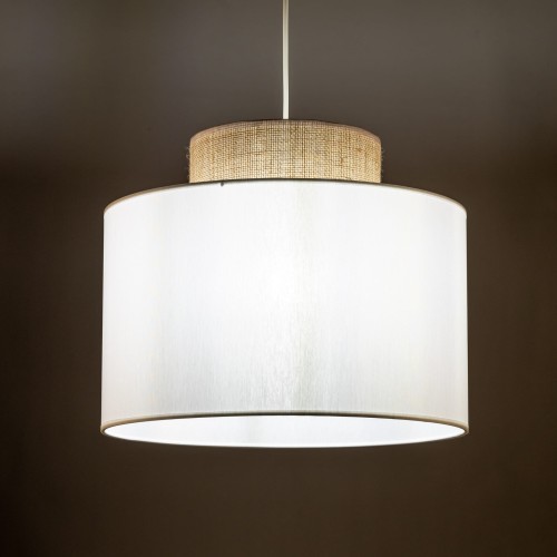 Lampa wisząca nowoczesna boho skandynawska abażur materiałowy juta biała TK Lighting Duo 1856 1x15W E27
