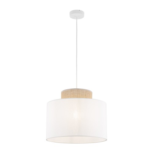 Lampa wisząca nowoczesna boho skandynawska abażur materiałowy juta biała TK Lighting Duo 1856 1x15W E27
