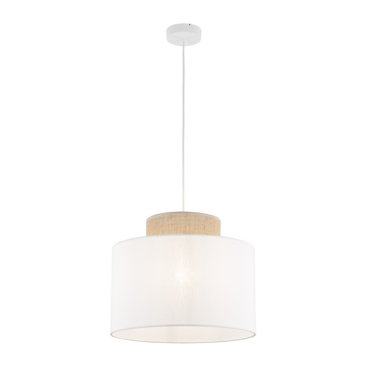 Lampa wisząca nowoczesna boho skandynawska abażur materiałowy juta biała TK Lighting Duo 1856 1x15W E27