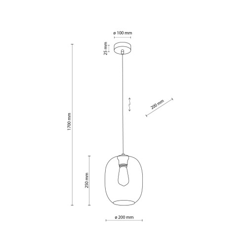 Lampa wisząca nowoczesna skandynawska klosz szklany grafitowa czarna TK Lighting Elio 5971 1x15W E27