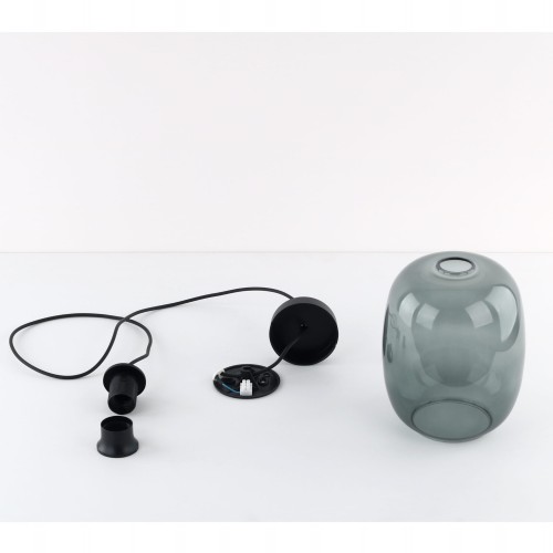 Lampa wisząca nowoczesna skandynawska klosz szklany grafitowa czarna TK Lighting Elio 5971 1x15W E27