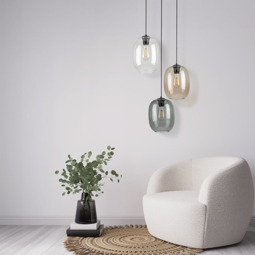 Lampa wisząca nowoczesna skandynawska klosz szklany multikolor czarna TK Lighting Elio 5973 3x15W E27