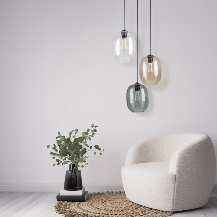 Lampa wisząca nowoczesna skandynawska klosz szklany multikolor czarna TK Lighting Elio 5973 3x15W E27