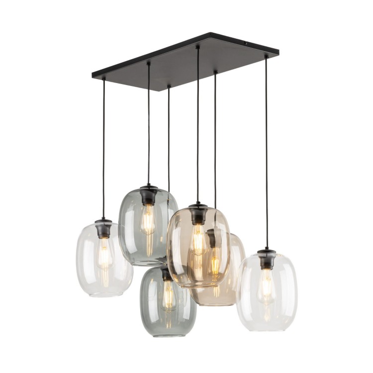 Lampa wisząca nowoczesna skandynawska klosz szklany multikolor czarna TK Lighting Elio 5974 6x15W E27