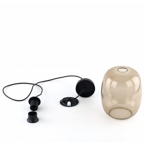 Lampa wisząca nowoczesna klasyczna loft elegancka klosz szklany topaz czarna TK Lighting Elio 4338 1x15W E27