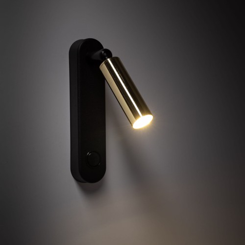 Kinkiet lampa ścienna do czytania z włącznikiem nowoczesny elegancki klosz metalowy tuba rurka czarny złoty TK Lighting Enzo 6623 1x6W G9