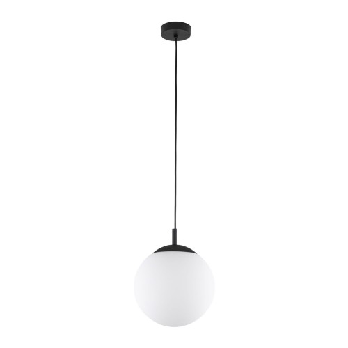Lampa wisząca nowoczesna elegancka loft industrialna klosz szklany kula biała czarna TK Lighting Esme 5669 1x15W E27