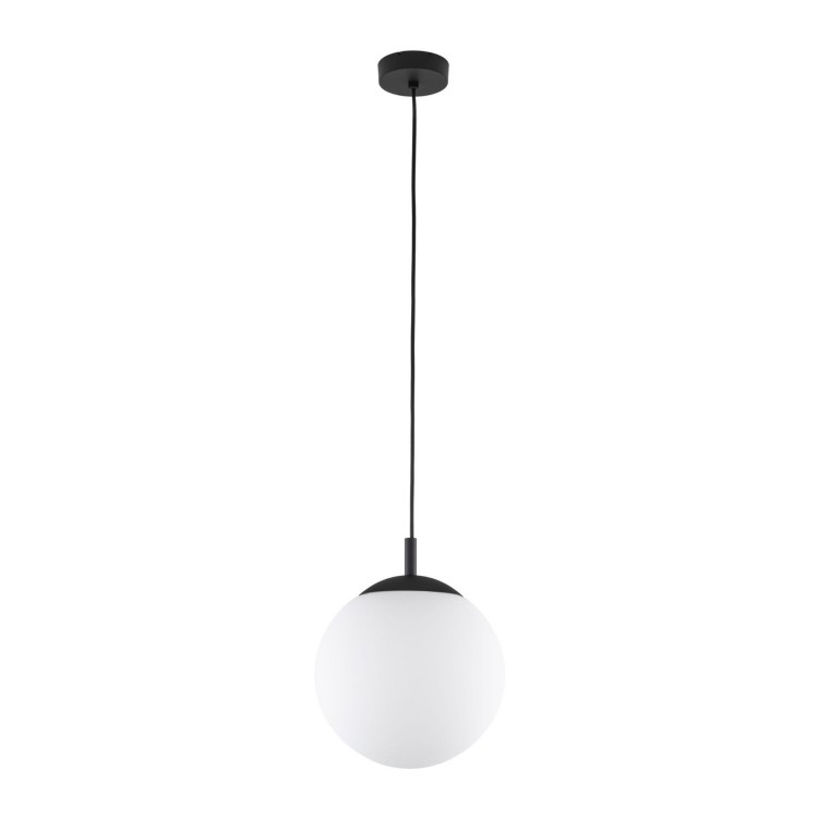 Lampa wisząca nowoczesna elegancka loft industrialna klosz szklany kula biała czarna TK Lighting Esme 5669 1x15W E27