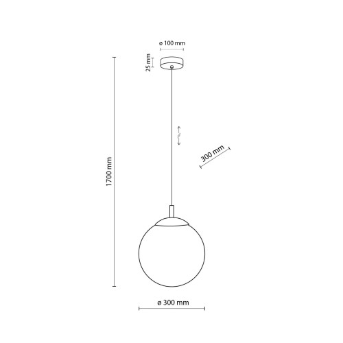 Lampa wisząca nowoczesna elegancka loft industrialna klosz szklany kula biała czarna TK Lighting Esme 5670 1x15W E27