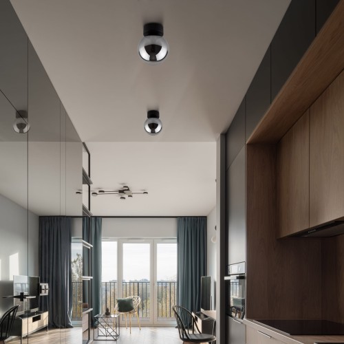 Kinkiet nowoczesny elegancki loft industrialny klosz szklany kula czarny grafitowy TK Lighting Estera 10255 1x8W G9